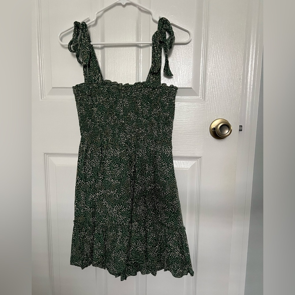 Aerie Green Floral Smocked dress
